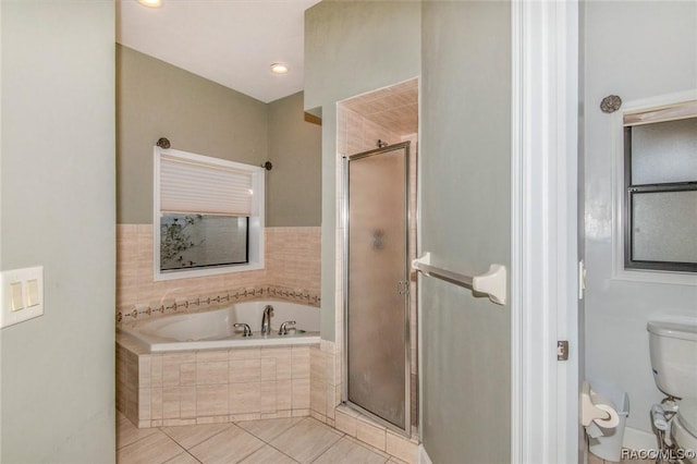 3356 N Bent Tree Pt, Lecanto, FL 34461 - full bathroom with a garden tub, a shower stall, and tile patterned flooring