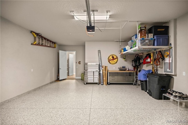 garage with a garage door opener