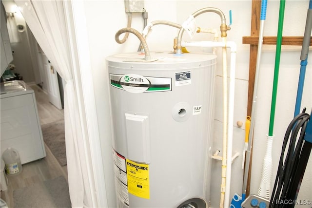 utility room featuring washer / dryer and water heater