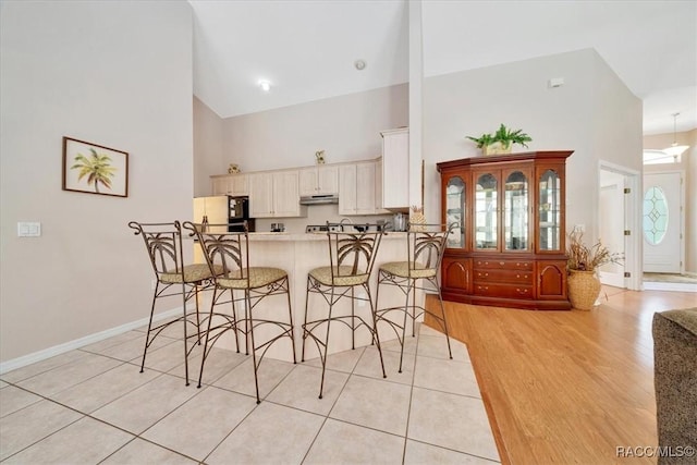 374 W Wason St, Citrus Springs, FL 34434 - dining room with high vaulted ceiling and light wood-style floors
