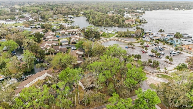 aerial view with a residential view and a water view