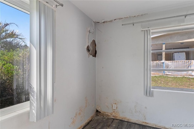 spare room featuring wood finished floors and plenty of natural light