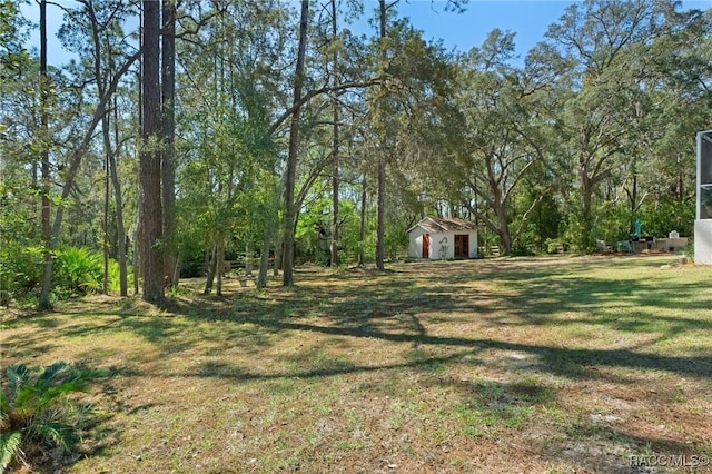 view of yard with an outdoor structure