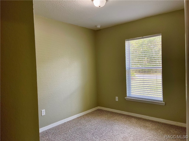 carpeted empty room with a wealth of natural light and a textured ceiling