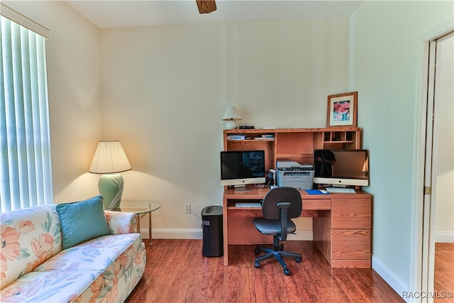 office with hardwood / wood-style floors