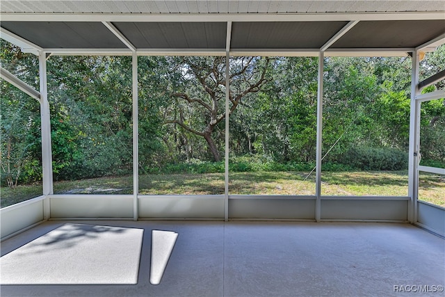 view of unfurnished sunroom