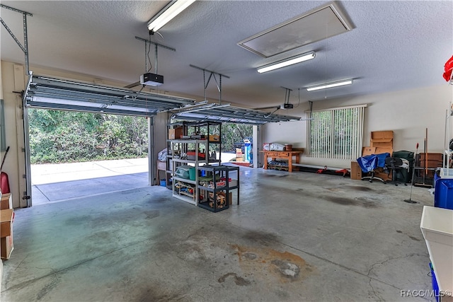 garage with a garage door opener