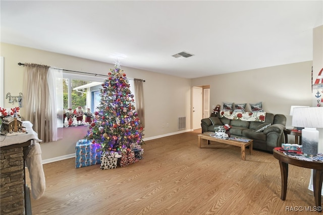 living room featuring light wood-type flooring