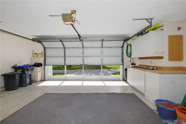 garage with a garage door opener