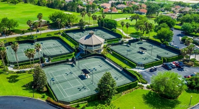 bird's eye view with view of golf course