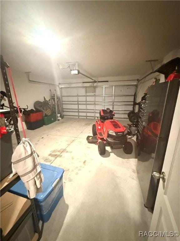 garage with a garage door opener