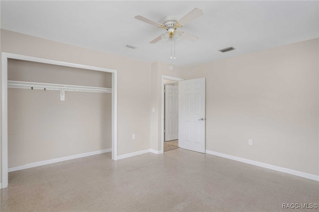 53 S Columbus St, Beverly Hills, FL 34465 - unfurnished bedroom with a closet, ceiling fan, and speckle patterned floor