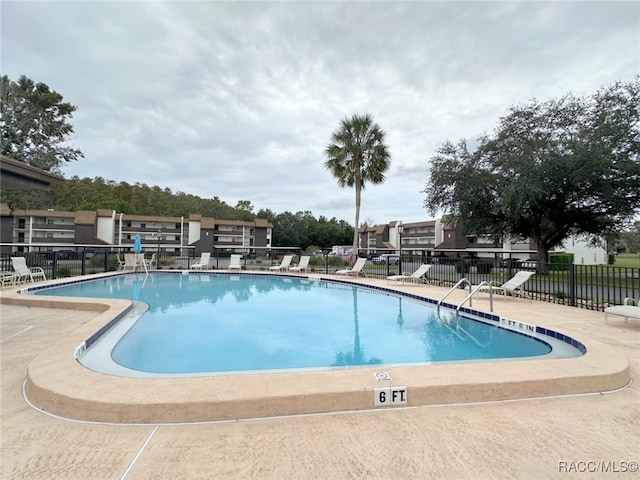 view of swimming pool with a patio