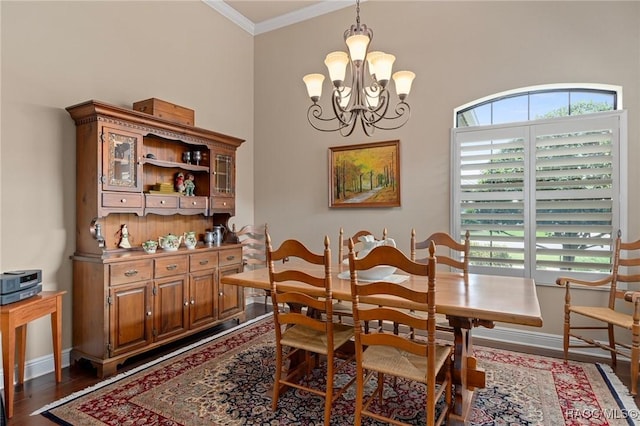 1576 N Eagle Ridge Path, Hernando, FL 34442 - dining space featuring a chandelier, wood finished floors, and ornamental molding