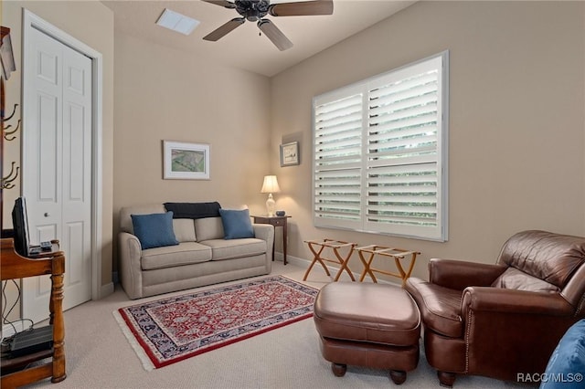 1576 N Eagle Ridge Path, Hernando, FL 34442 - carpeted living room featuring a ceiling fan and baseboards