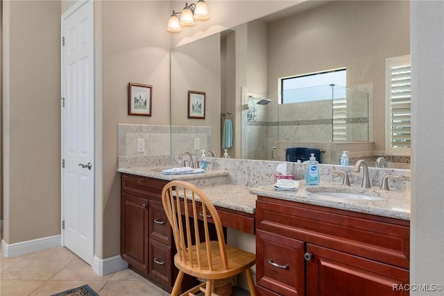 1576 N Eagle Ridge Path, Hernando, FL 34442 - full bathroom featuring double vanity, a shower stall, and tile patterned floors