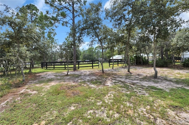 view of yard featuring a rural view