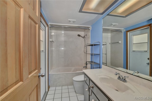 full bathroom featuring tile patterned floors, vanity, toilet, and bathing tub / shower combination