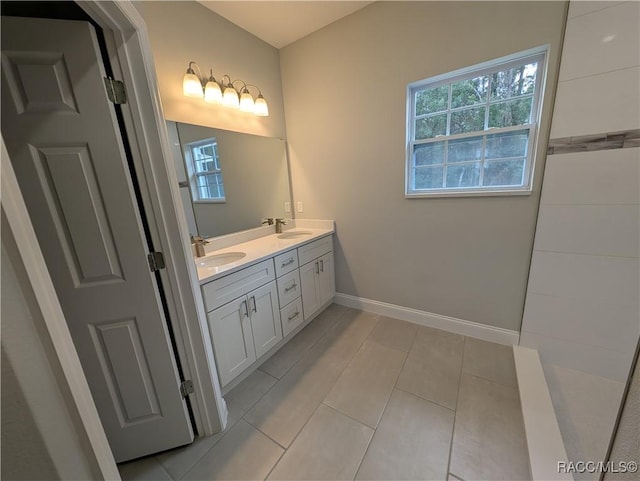 bathroom featuring vanity and tile patterned floors