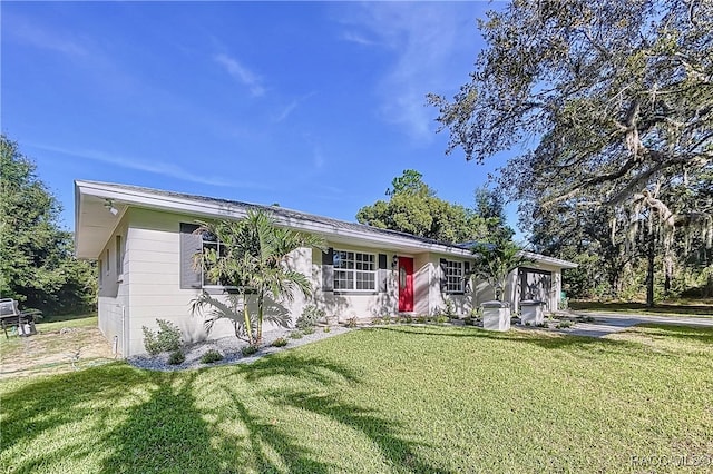 view of front of home with a front yard