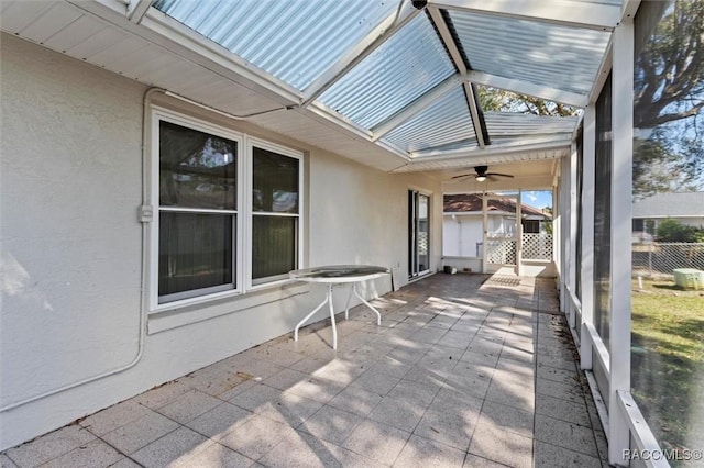 view of patio / terrace featuring ceiling fan