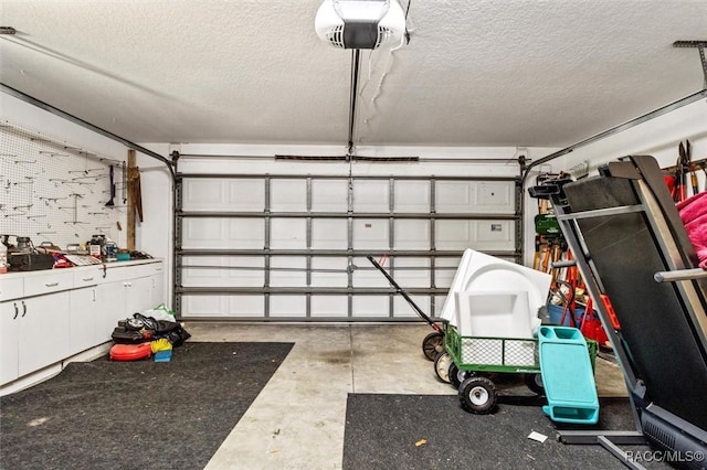 garage with a garage door opener