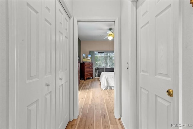 hall featuring light wood-style flooring