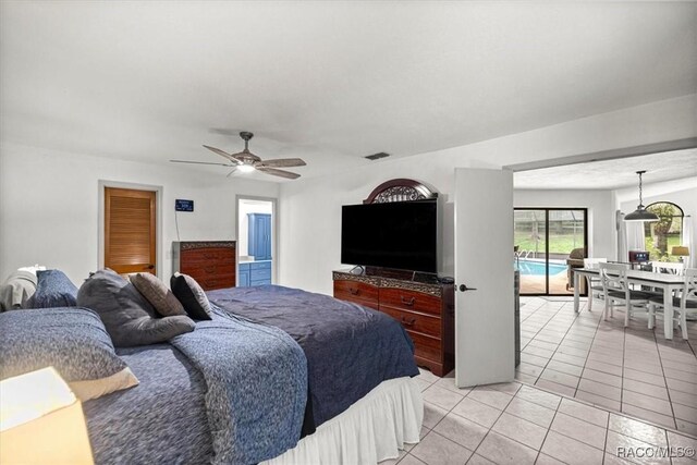 4357 N Indianhead Rd, Hernando, FL 34442 - bedroom with light tile patterned floors, access to outside, and ceiling fan