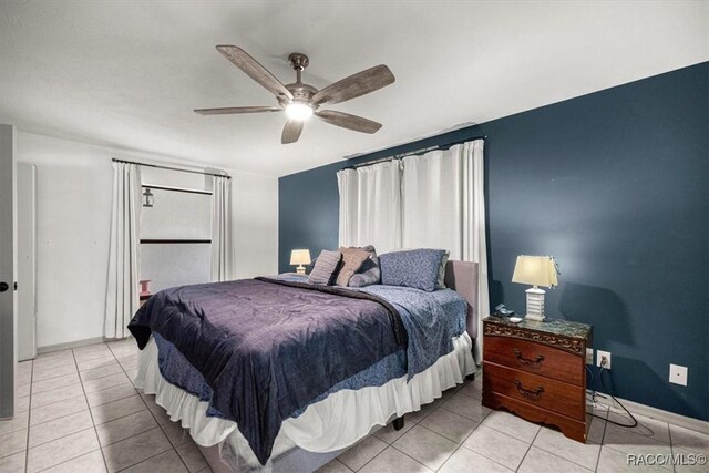 4357 N Indianhead Rd, Hernando, FL 34442 - bedroom featuring tile patterned floors, baseboards, and a ceiling fan