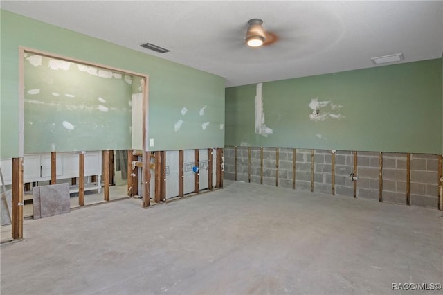 unfurnished room with concrete floors and visible vents