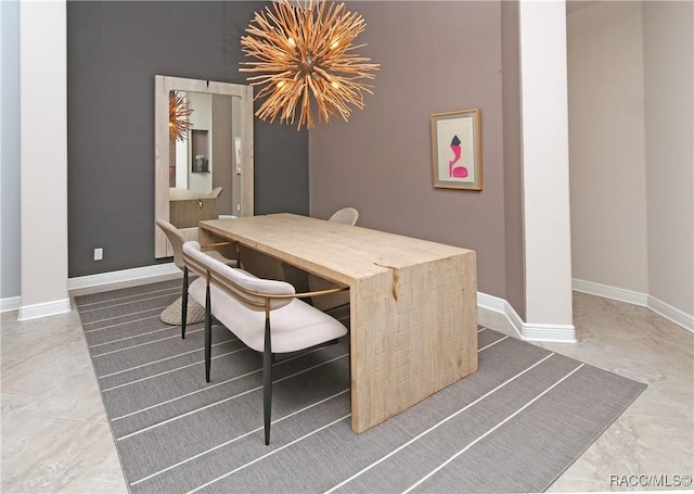 dining room featuring a chandelier