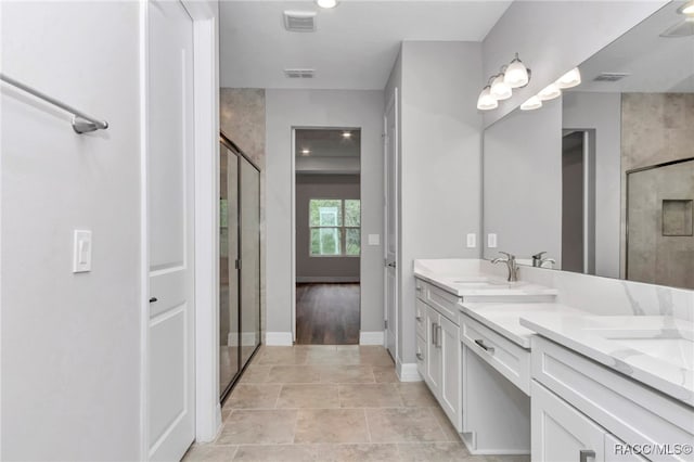 7024 N Fountainhead Dr, Citrus Springs, FL 34433 - full bathroom with double vanity and a shower with door
