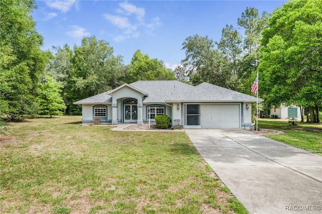 2617 E Newhaven St, Inverness, FL 34453 - single story home featuring a garage, driveway, a front lawn, and stucco siding