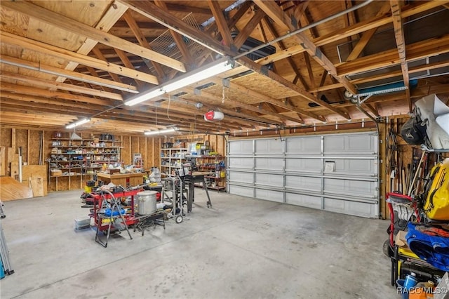garage with a garage door opener