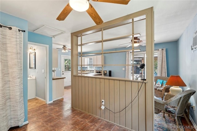 kitchen featuring a ceiling fan