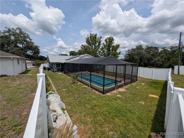 view of pool featuring a lanai