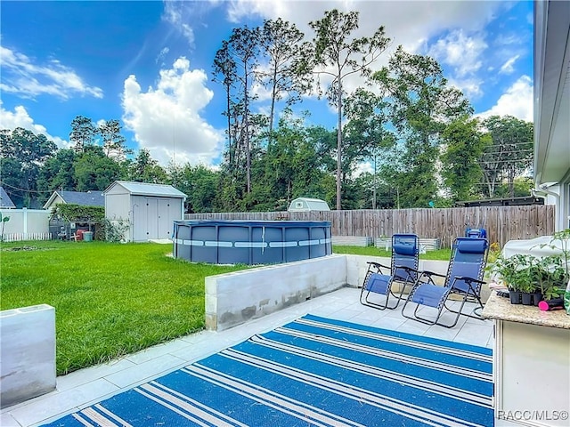 4730 SE 141st Pl, Summerfield, FL 34491 - view of patio / terrace with a storage unit and an outdoor structure