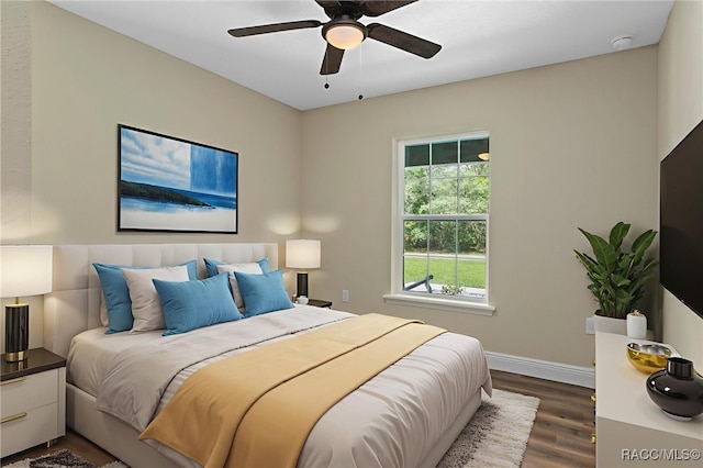 977 W Homeway Loop, Citrus Springs, FL 34434 - bedroom with dark wood-style floors and ceiling fan