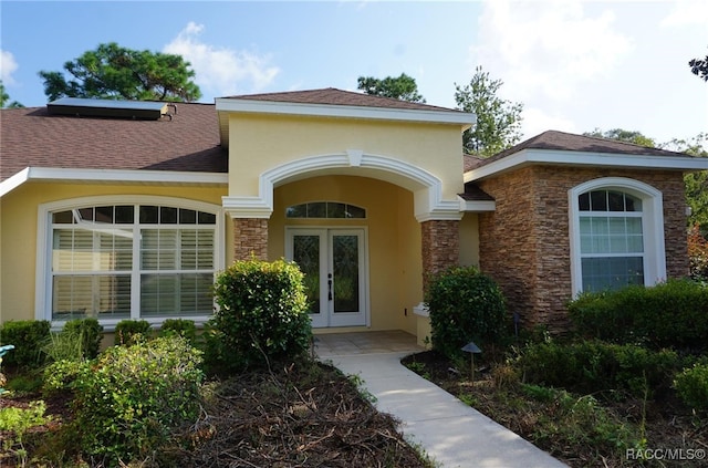 entrance to property with french doors