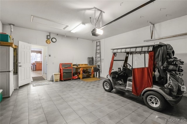 garage with a garage door opener