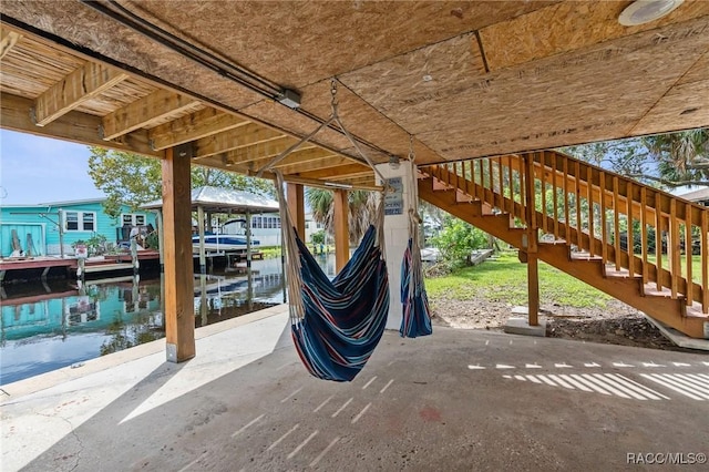 view of patio / terrace featuring a dock