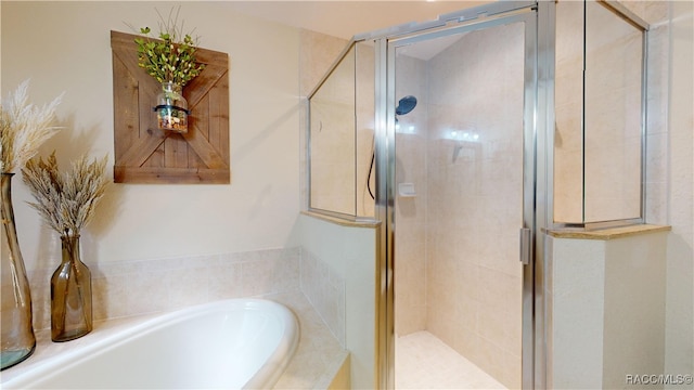 bathroom with plus walk in shower