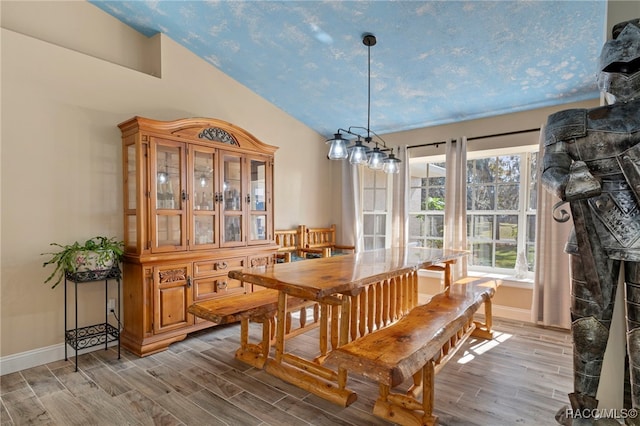 dining room featuring vaulted ceiling