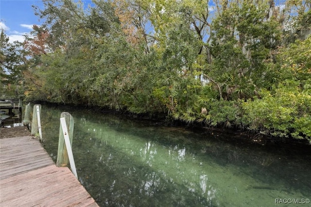 view of dock featuring a water view