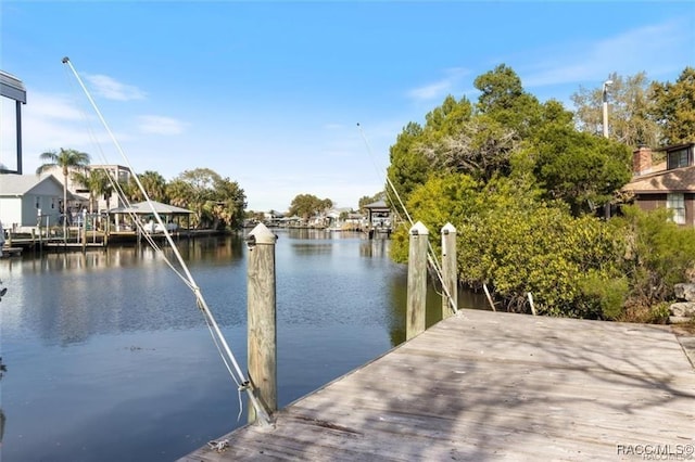 view of dock featuring a water view