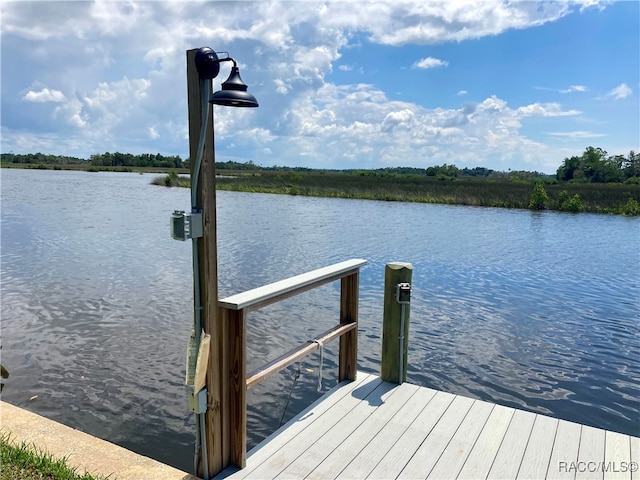 dock area featuring a water view