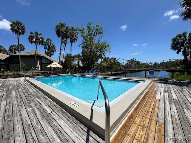 pool with a water view
