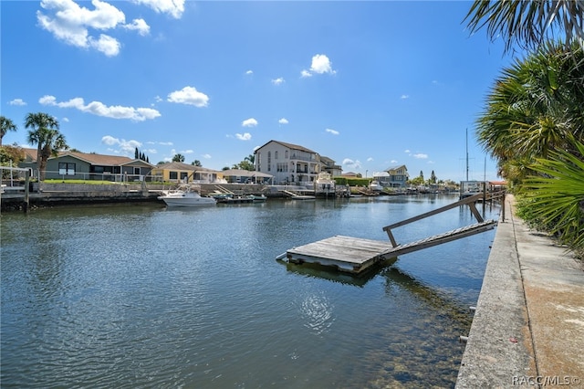 dock area with a water view