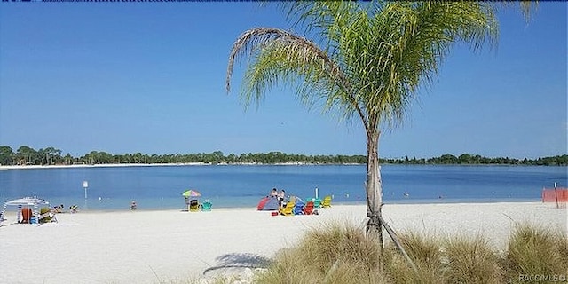 property view of water featuring a beach view