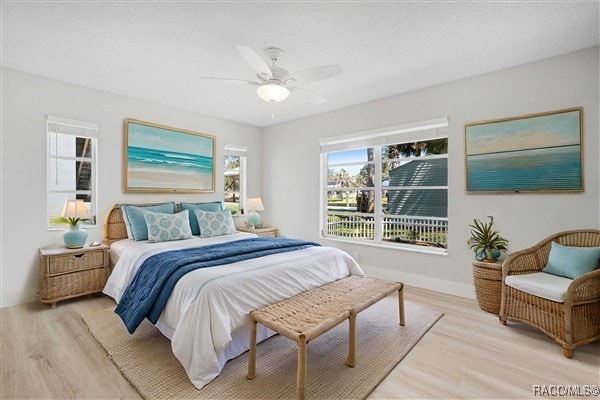 3929 N Sagomon Pt, Crystal River, FL 34428 - bedroom featuring light wood-style flooring and a ceiling fan